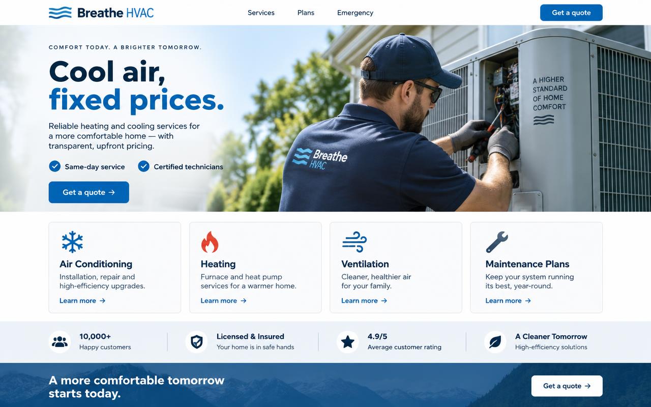 Breathe HVAC website template